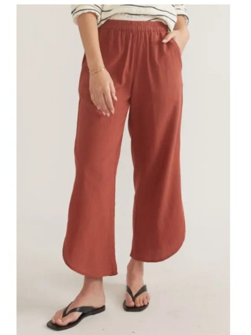 Marine Layer Allison Pull-On Crop Wide Leg Pant in Henna